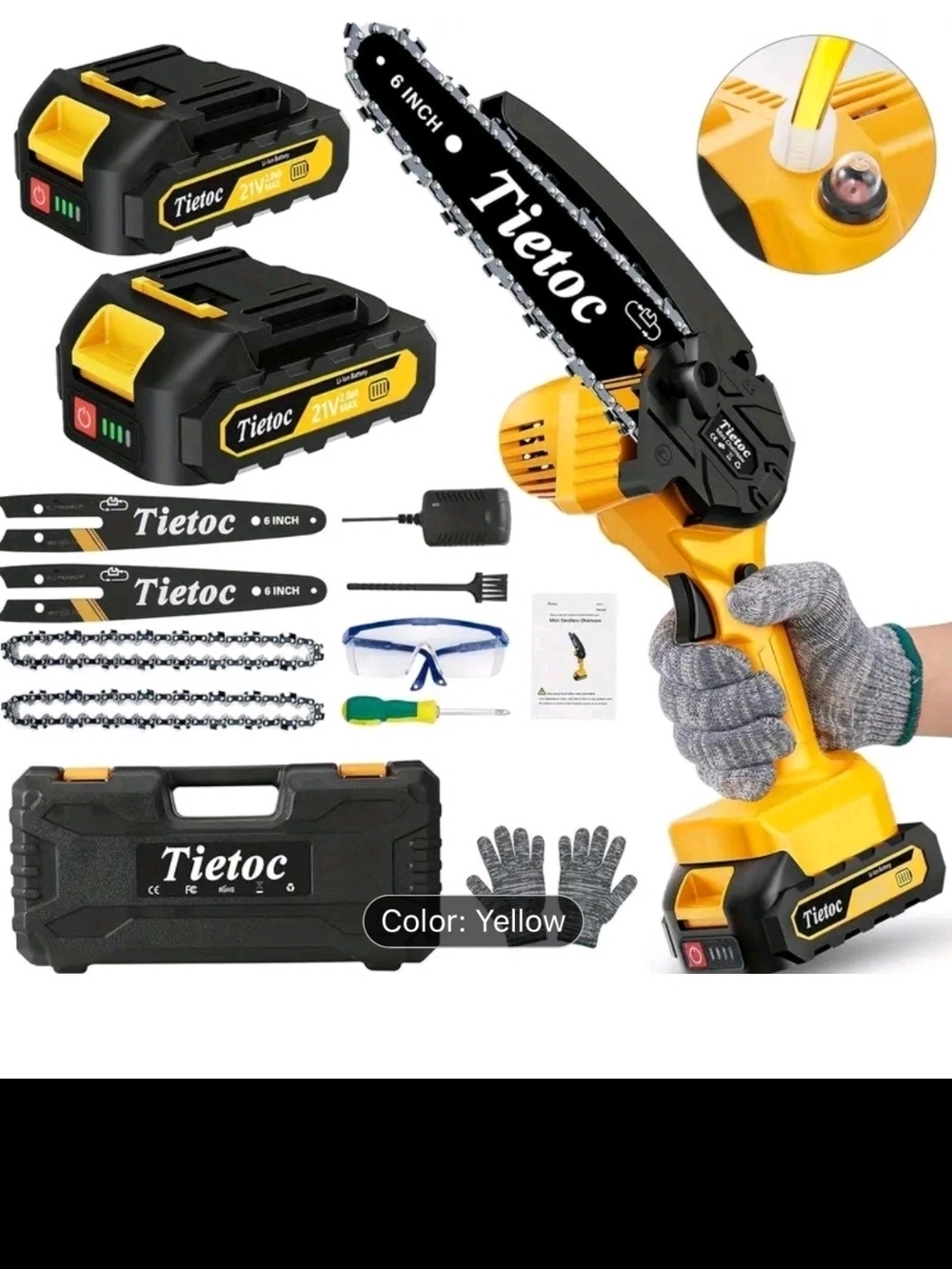 6" Cordless Mini Chainsaw - Yellow